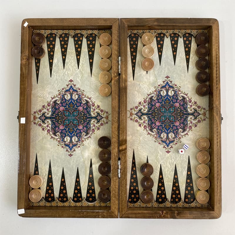 تخته نرد و شطرنج چوب روسی طرح صدفی