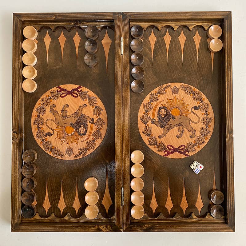 تخته نرد چوب روسی طرح شیر و خورشید