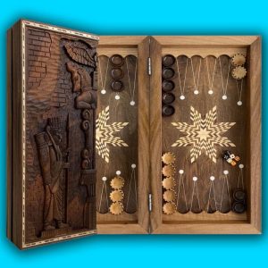 زیباترین تخته نرد تمام منبت_کاری شده چوب گردو طرح هخامنشی 3 سفری به قلب تاریخ و هنر ایران باستان