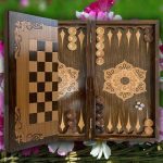 طرح زیبای گل تخته نرد و شطرنج روکش چوب راش