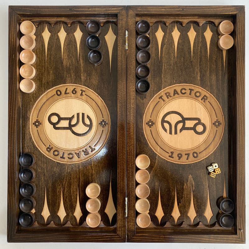 تخته نرد و شطرنج روکش چوب راش طرح باشگاه تراکتورسازی