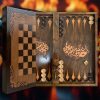 تخته نرد و شطرنجی با طراحی تاس آتشین لیزری