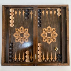 تخته نرد و شطرنج روکش راش جامهره دار طرح گل
